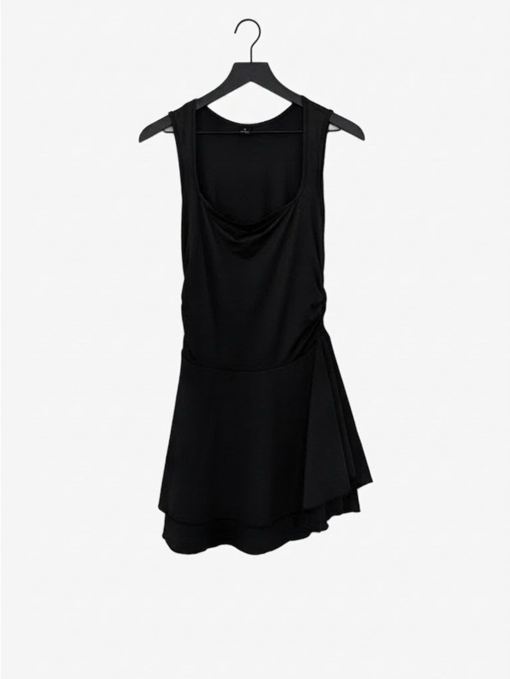 Source Unknown Black Sleeveless Draped Midi Dress